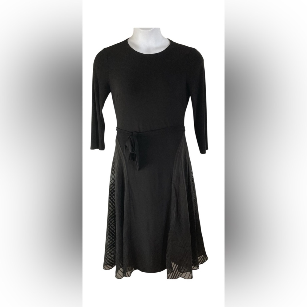 Lauren Ralph Lauren Black Faux Wrap sheer striped side panels Dress Womens 4P